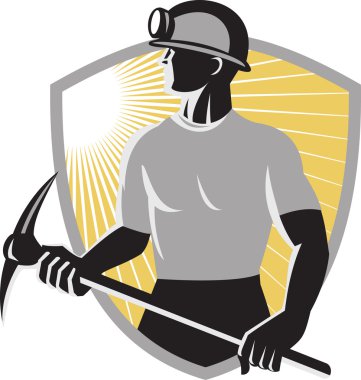 coal-miner-pick-ax-shield clipart
