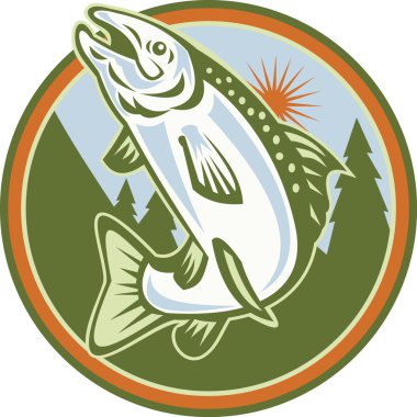 Spotted Speckled Trout Fish Jumping clipart