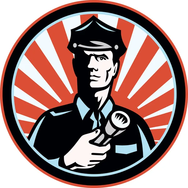 警察保安用手电筒复古 — 图库矢量图片