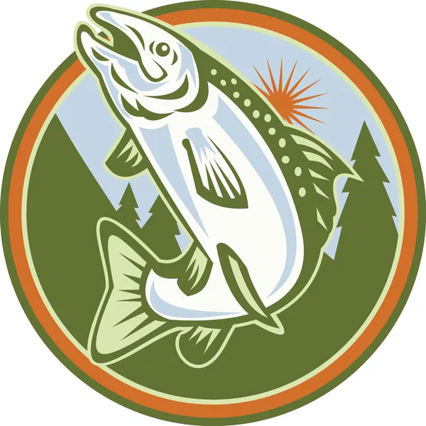Çilli alabalık balık atlama benekli — Stok Vektör