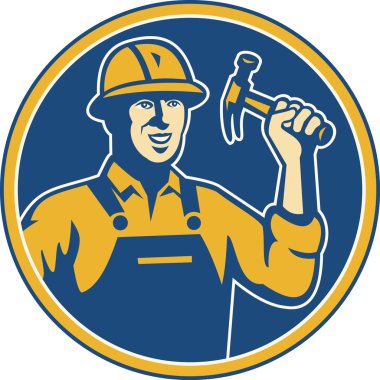 Construction Worker Carpenter Tradesman With Hammer clipart