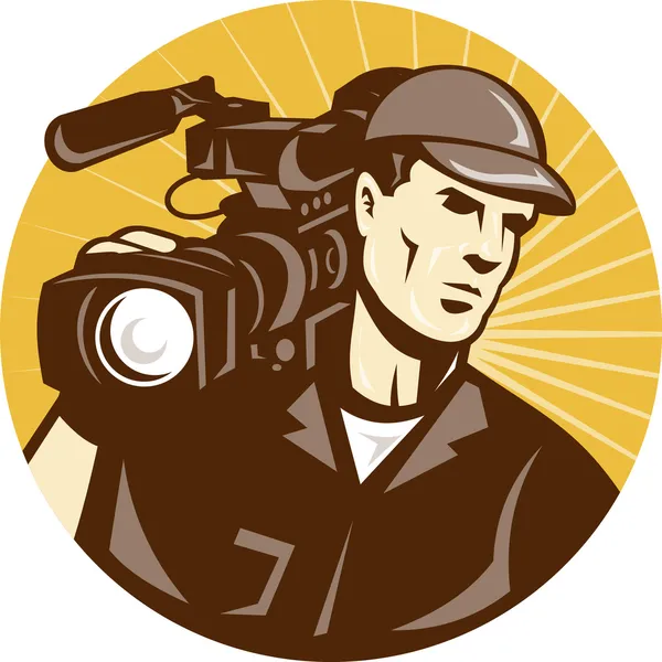 Kameraman filmový štáb pro videa filmová kamera — Stockový vektor