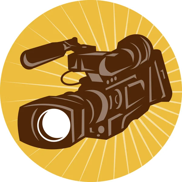 プロフェッショナル ビデオ カメラのカムコーダーのレトロ — ストックベクタ