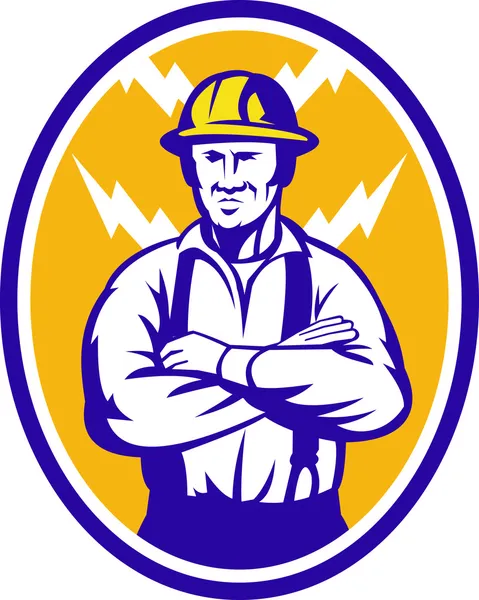 Elektricien bouw werknemer bliksemschicht — Stockvector