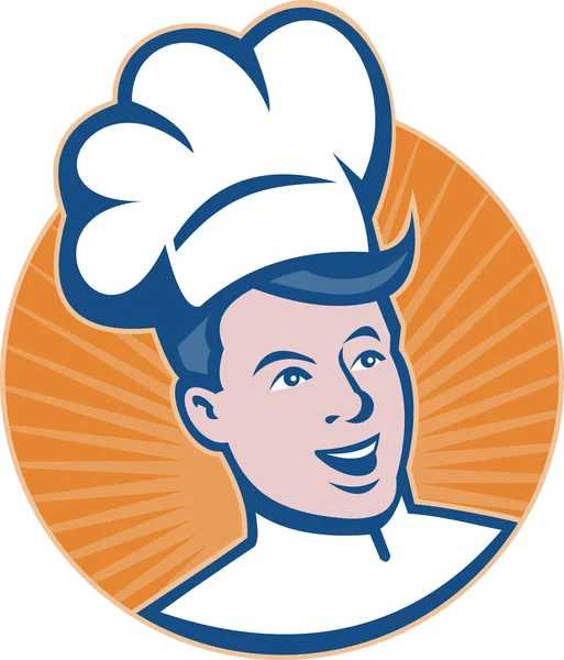 Chef cozinheiro padeiro retrô — Vetor de Stock