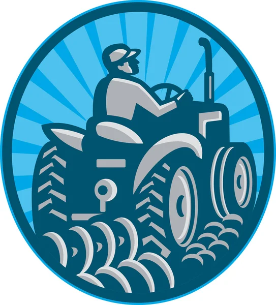 Traktör retro ile çiftçilik çiftçi