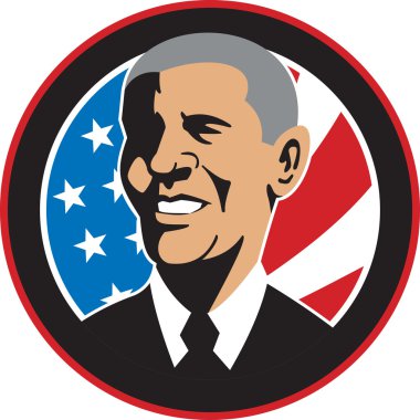 American President Barack Obama Flag clipart