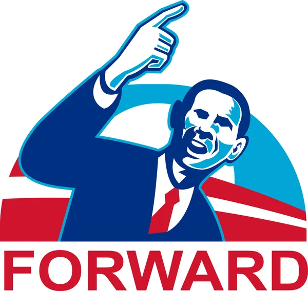 美国总统巴拉克奥巴马指着向前 — 图库照片