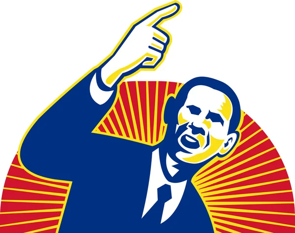 Президент США Барак Обама указывает вперед — стоковое фото
