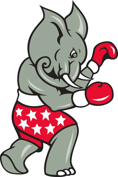 Elefant boxare boxning hållning — Stock vektor