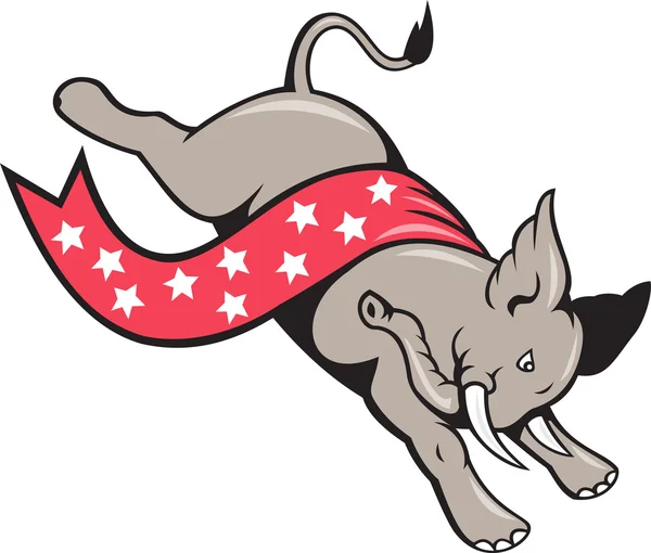 Elefante saltando mascota demócrata — Vector de stock