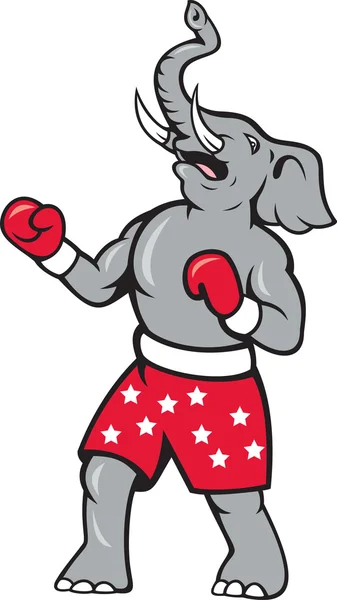 Elefante Boxer Boxe Stance — Vetor de Stock