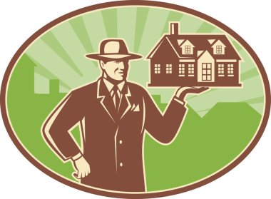 Realtor Real Estate Salesman House Retro clipart