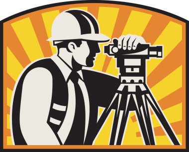 Surveyor Engineer Theodolite Total Station Retro clipart