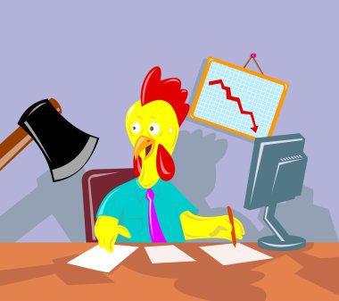 Rooster chicken office worker employee axed clipart