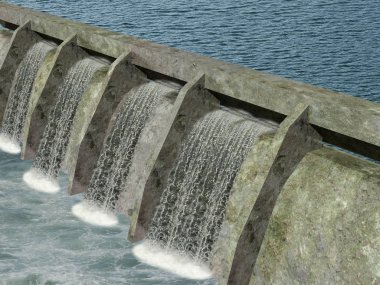 Water dam with flowing water clipart