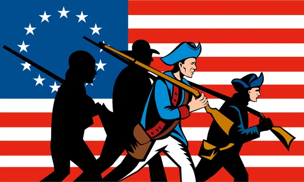 Amerikanische Minuteman Miliz betsy ross flag — Stockfoto