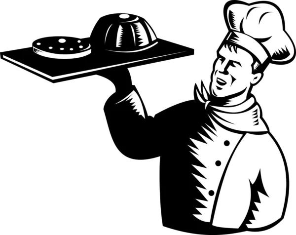 Kuchař kuchař baker drží váleček hnětací — Φωτογραφία Αρχείου