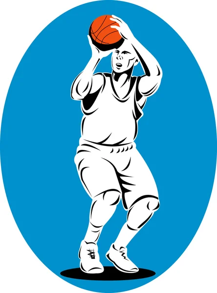 Παίκτης μπάσκετ σκοποβολή μπάλα — Φωτογραφία Αρχείου