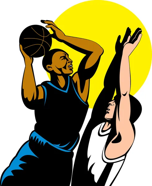 Basket spelaren skjuter bollen — Stockfoto