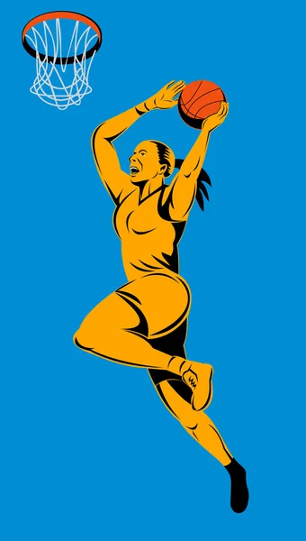 Basketbalspeler bal te leggen — Stockfoto