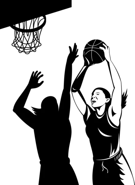 Basketballspieler legt Ball auf — Stockfoto