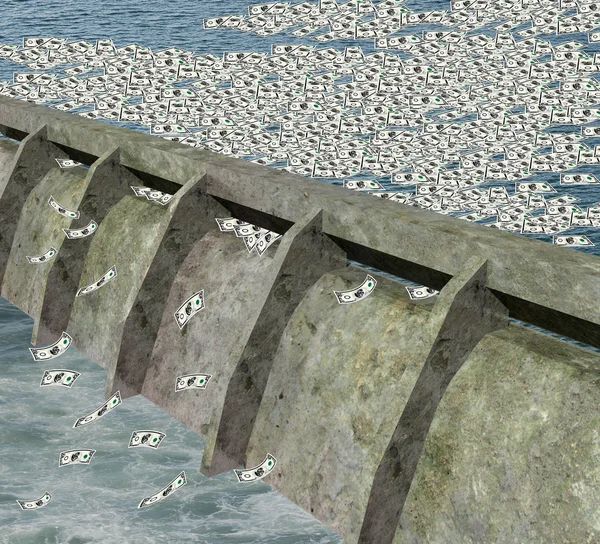 돈이 흐르는 물으로 물 댐 — 스톡 사진