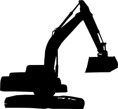 Mechanical digger excavator silhouette clipart