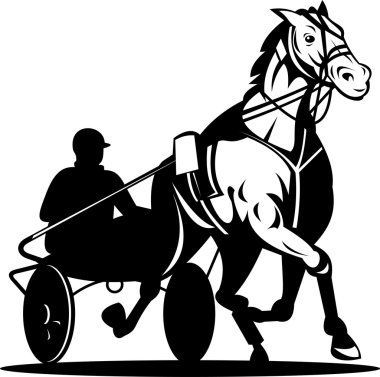 Horse and jockey harness racing clipart