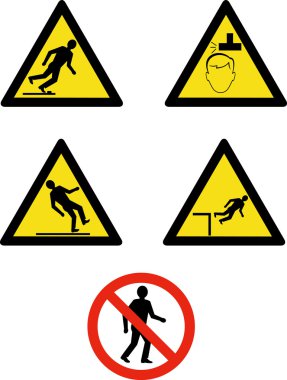 Workplace sign slippery falling fall clipart