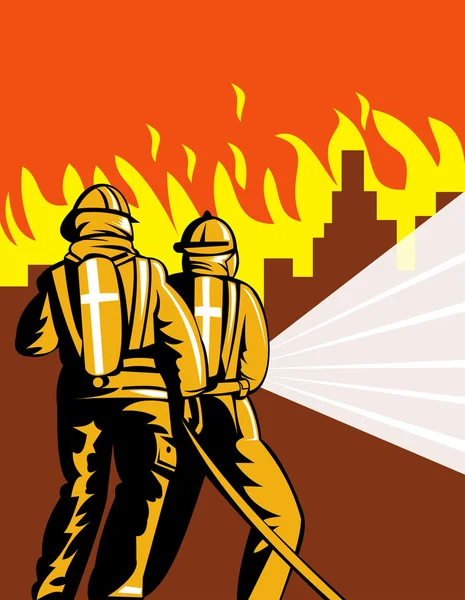 Fireman Brandweerman bestrijding van brand — Stockfoto