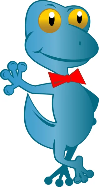 Cartoon gecko with top hat and bow tie standing — Stock Photo, Image