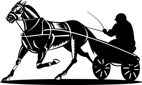 Corridas de arnês de cavalo e jockey — Fotografia de Stock