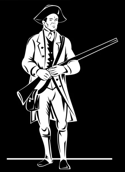 Soldado patriota de la revolución americana con fusil mosquete — Foto de Stock
