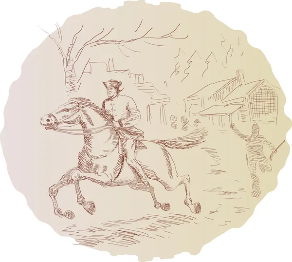 Soldado da revolução americana montando cavalo — Fotografia de Stock