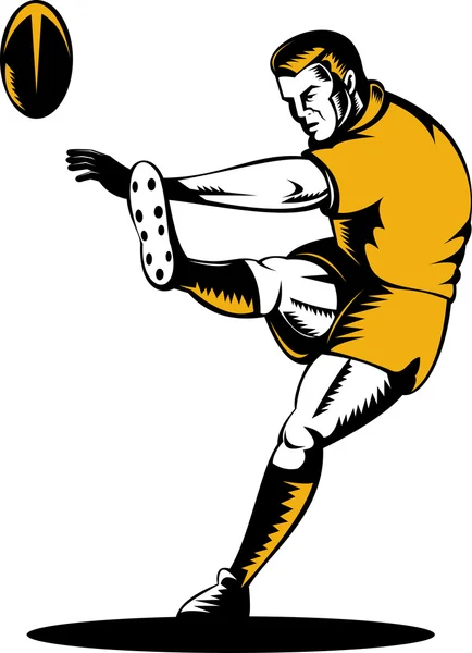 Rugby-Spieler kickt den Ball — Stockfoto