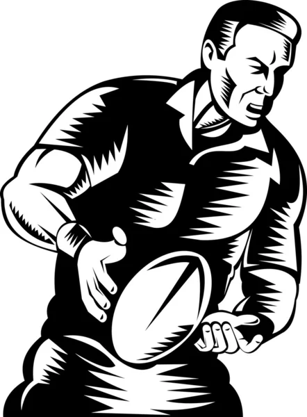 Rugby player passing the ball — Stockfoto