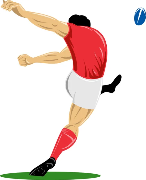 Jogador de rugby chutando a bola — Fotografia de Stock