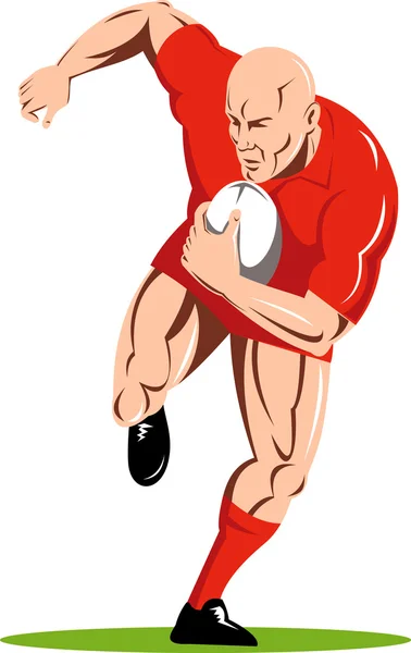 Jogador de rugby correndo com a bola — Fotografia de Stock