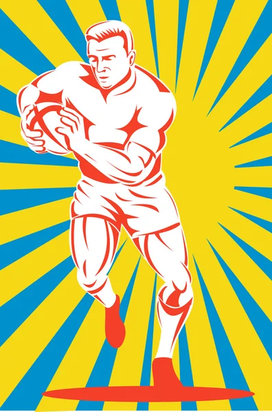 Jogador de rugby correndo com a bola — Fotografia de Stock