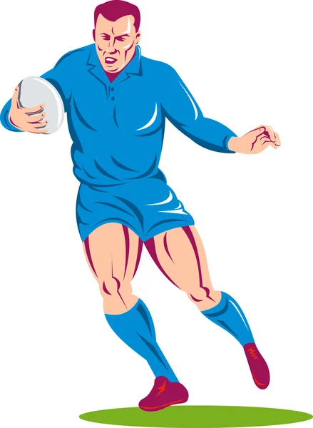 Rugby-Spieler läuft mit dem Ball — Stockfoto