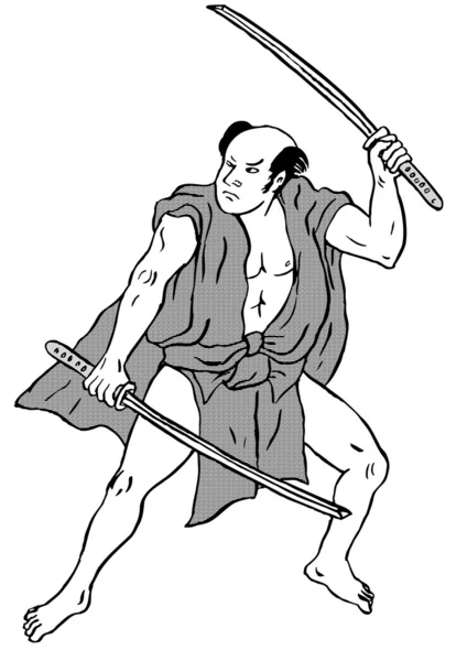 Guerreiro samurai japonês lutando — Fotografia de Stock