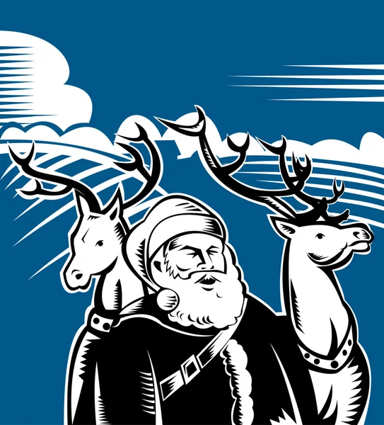 Papá Noel Papá Noel con renos —  Fotos de Stock
