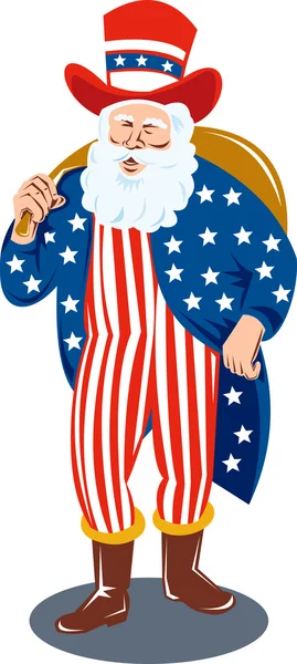 Santa Claus dressed in American Flag stars and stripes — Stock Photo, Image