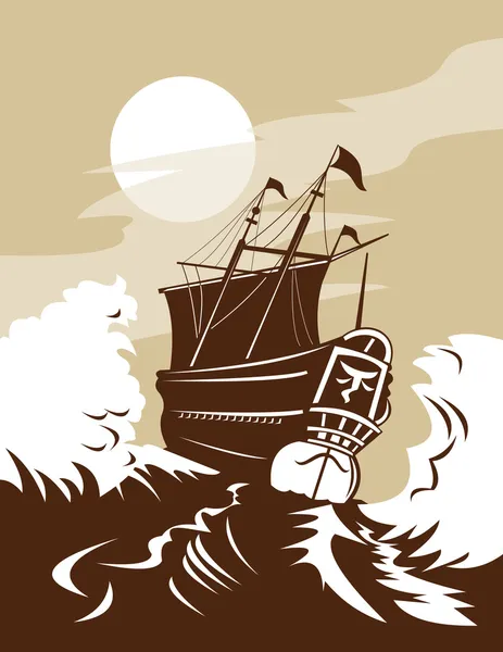 Galeão veleiro no mar — Fotografia de Stock