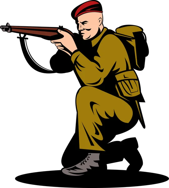 British world war two soldier aiming rifle — Stock Photo, Image
