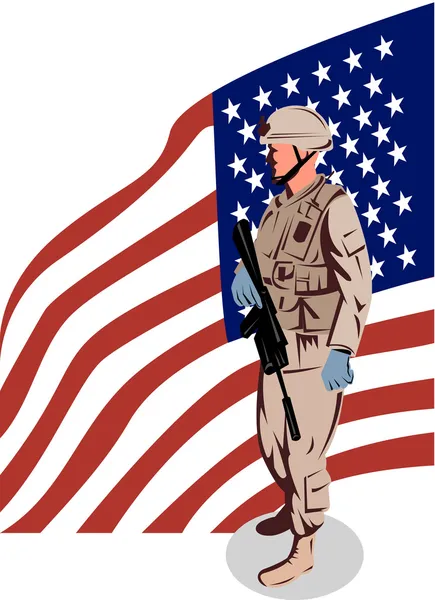 Soldado militar americano carregando espingarda de armalite — Fotografia de Stock