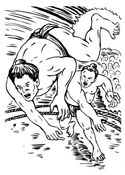 Japanese sumo wrestler fighting — Stock Photo, Image