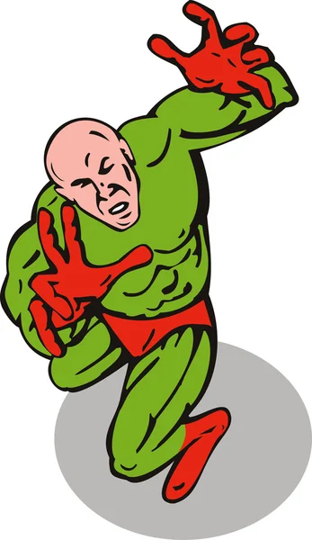 Cartoon super hero running punching — Stock Photo, Image