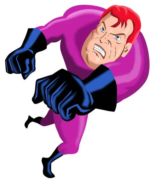Dibujos animados super héroe corriendo perforación — Foto de Stock